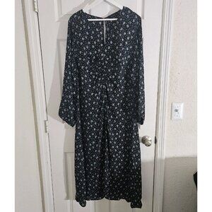 Madewell Women's Long Sleee Klara Midi Dress in Seersucker NT373